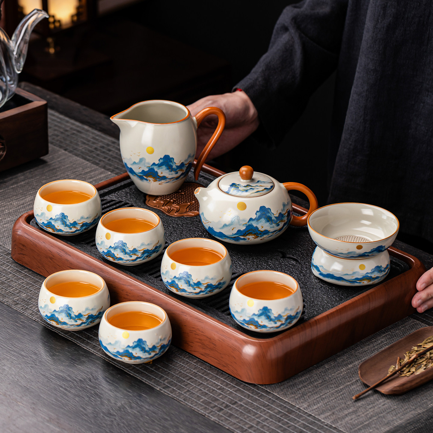 汝窑功夫茶具套装2026新款家用轻奢陶瓷茶杯茶壶茶盘一整套礼盒装