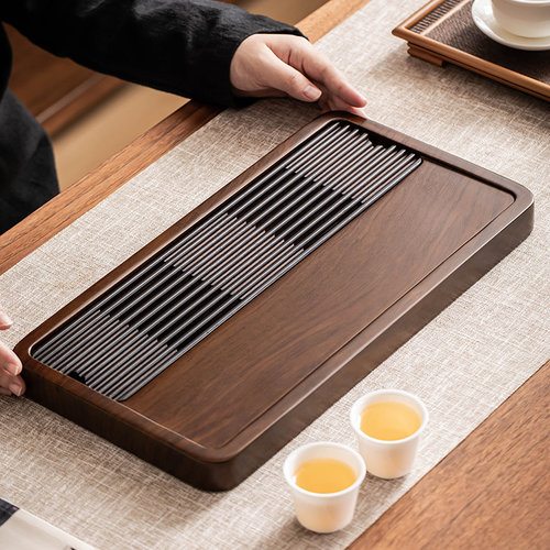 胡桃色茶盘办公室家用泡茶台