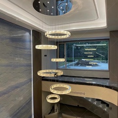 复式楼大吊灯轻奢水晶别墅自建房客厅灯挑空楼梯间loft公寓长吊灯