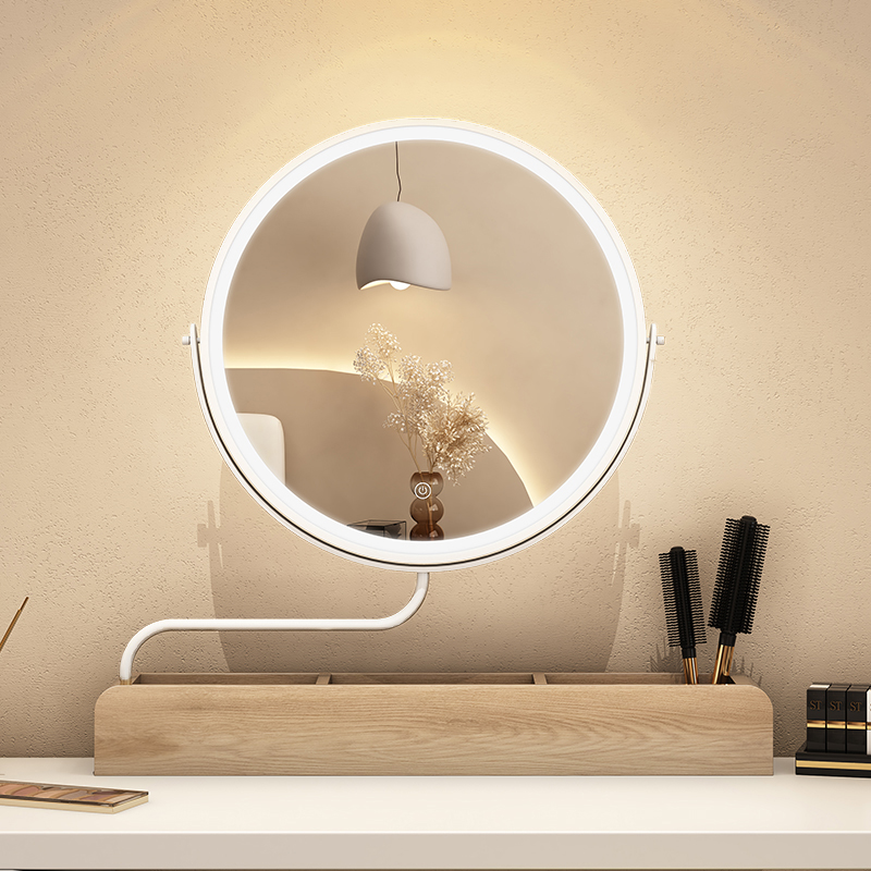 LED化妆镜360度智能旋转桌面镜子