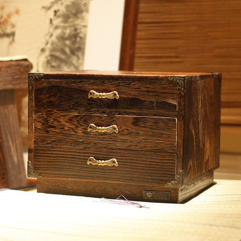 烧桐木多层茶饼盒/七子饼盒 实木多层抽屉收纳盒茶道收纳箱