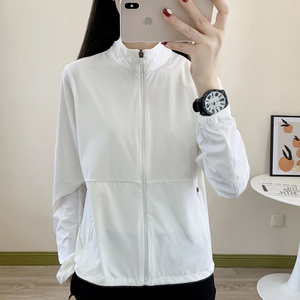 2025夏季冰丝外套女轻薄户外防晒衣服宽松立领运动休闲百搭长袖衫