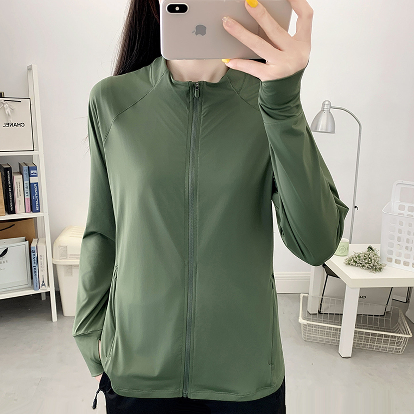 户外时尚防晒衣女立领透气冰丝运动徒步登山健身跑步速干长袖外套