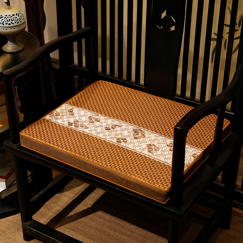 夏季凉席垫子中式实木椅垫红木沙发坐垫夏天透气椅垫防滑竹藤凉垫