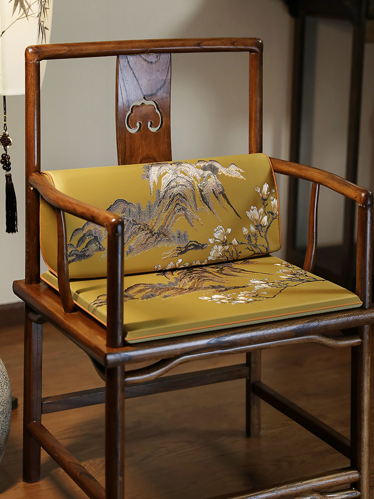 中式坐垫红木沙发坐垫靠垫一体圈椅茶椅垫靠背垫实木椅子垫凳子垫