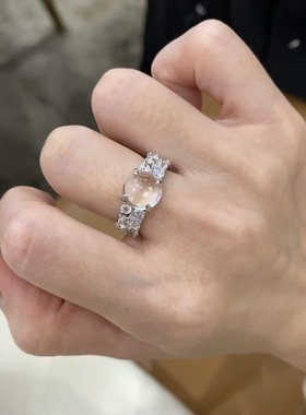 新中式水沫玉冰月戒指