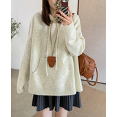 菲尔丹 秋冬打底毛衣1106 宽松中长款 羊绒连帽袋鼠插兜长袖 毛衣