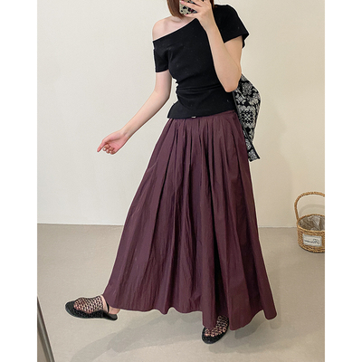 菲尔丹葡萄紫显高超长裙