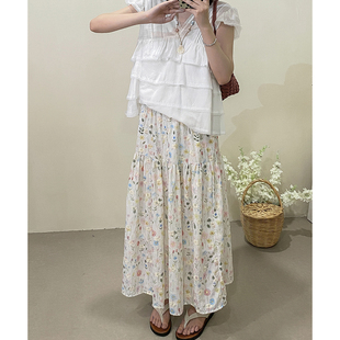半身长裙 缤纷彩色线立体刺绣松紧腰夏季 6361 夏日花花裙 菲尔丹