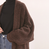 牦牛绒新料柔软温暖长毛衣开衫 韩版 简约气质过膝蝙蝠毛衣外套118