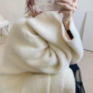 小奶猫软萌萌水貂毛针织毛衣开衫外套中长暖呼呼软软毛毛开衫8999