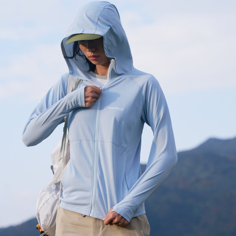 montbell女户外运动连帽皮肤衣轻薄外套COOL FULL-ZIP HOODIE W'S
