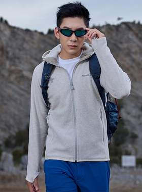 montbell日本官方2024年冬季新款户外抓绒衣男外套时尚连帽潮开衫