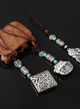 2026精美藏银复古民族风 法器吊坠六字真言转金轮金刚杵招财猫貔