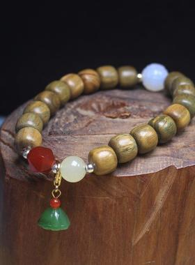 2026绿檀老型珠9mm带小莲蓬手串 阿根廷带清香男女款单圈手链木质