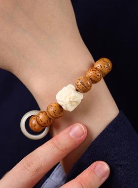 2026精雕龙眼菩提天然菩提子手工编可爱小熊国风瑞兽醒狮复古男女