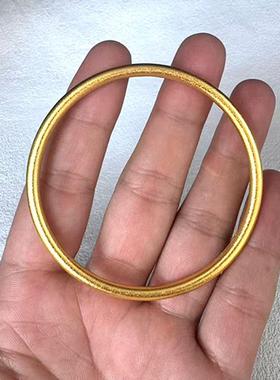 2026沙金手镯女轻奢高级感素圈古法磨砂光面两世欢手链里外一色