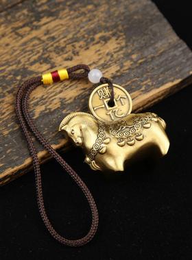 2026黄铜马上有钱手把件手中有马把玩小件手串生肖马元宝挂件工艺