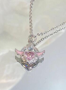 2026天使羽翼爱心项链女ins小众设计粉钻百搭锁骨链送女友情人节