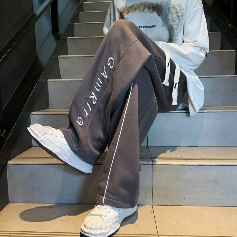 新款5刺绣字母直筒加绒加厚男女休闲裤611-3K695P60,男装休闲裤,星座1218（原611-3）
