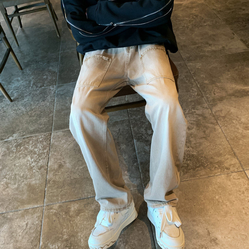 2023春夏3美式复古棕色男女牛仔裤个性口袋装饰611-3K730P60，男装牛仔裤，星座1218（原611-3）