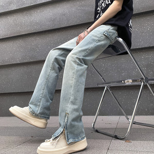 2023春夏2新款高街美式拉链排扣男女牛仔裤 611-3 K763 P60图片
