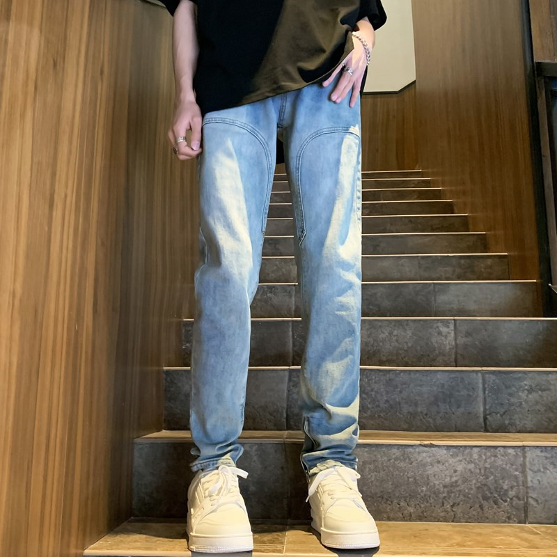 春4夏高街美式潮拉链铆钉修身小脚男女牛仔裤611-3K756P60,男装牛仔裤,星座1218（原611-3）