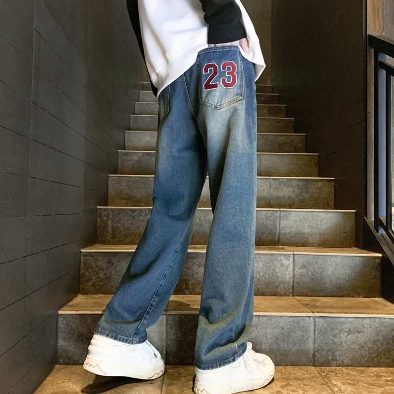 2023春夏2新款高街美式宽松直筒男女牛仔裤 611-3 K716 P60图片