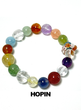 HOPIN 天然多彩发晶手串手链 小跑环五行设计款小众百搭新款串珠