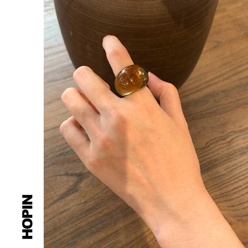 HOPIN琥珀琉璃轻奢茶色戒指