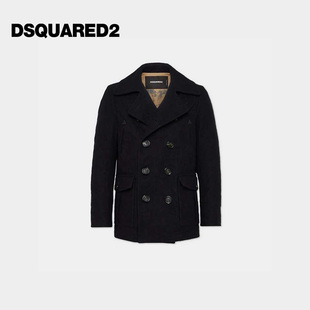 男士 D2次方 DSQUARED2 简约双排扣大衣外套 3件8折