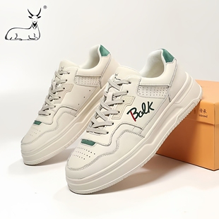 子 系带百搭潮流鞋 公羊联盟极简小白鞋 男真皮厚底休闲板鞋