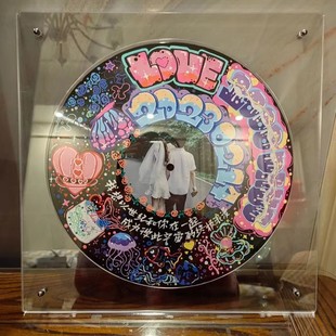 亚克力黑胶唱片展示框光碟收纳保护盒凹槽CD相框装 饰立牌简约碟架