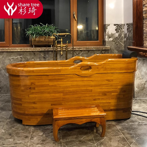 杉琦橡木一孔扶手泡澡木桶浴缸