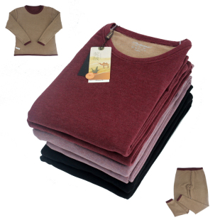 特正品普拉姆保暖内衣FL688女式双面绒驼绒圆领加厚秋衣秋裤套装