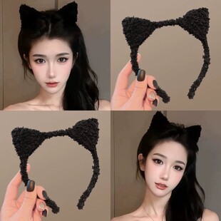 可爱毛绒猫耳朵发箍女款秋季洗脸头箍2025新款不勒头压发发卡头饰