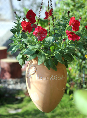 创意简约红陶垂吊悬挂花草多肉绿植吊盆吊兰陶瓷花盆透气陶土花器
