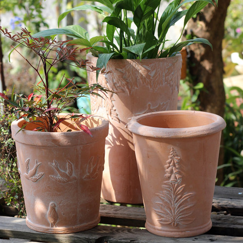 粗陶北欧复古透气红陶陶土手工盆