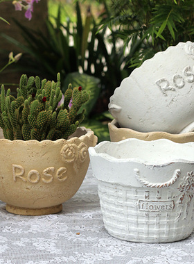 北欧复古红陶粗陶土培陶罐多肉老桩盆大口径庭院阳台花卉白陶花盆