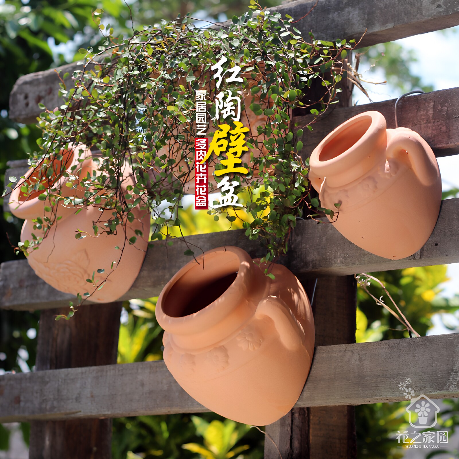陶土透气阳台花园多肉红陶壁挂盆图片