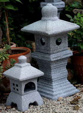 庭院日式花园户外石灯烛台摆件陶土宫灯茶道假山园艺仿大理石风灯