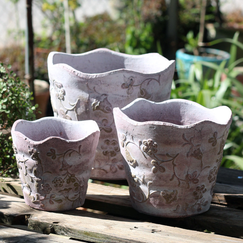 创意北欧复古粗陶土培家居绿植大号庭院阳台花园花卉浮雕陶艺花盆,鲜花速递/花卉仿真/绿植园艺,花盆,淘宝优惠券,粉丝福利购,淘宝优惠卷