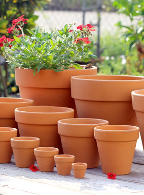 红陶盆简约阳台盆栽透气育苗蝴蝶兰多肉绿植大号花卉陶土室外花盆