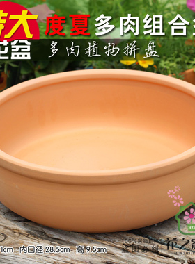 红陶花盆大口径群生盆细质陶盆透气创意阳台多肉植物老桩组合花盆