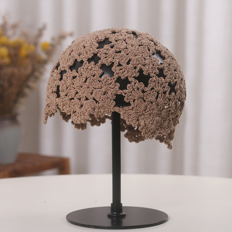 文艺花朵毛线帽女包头帽