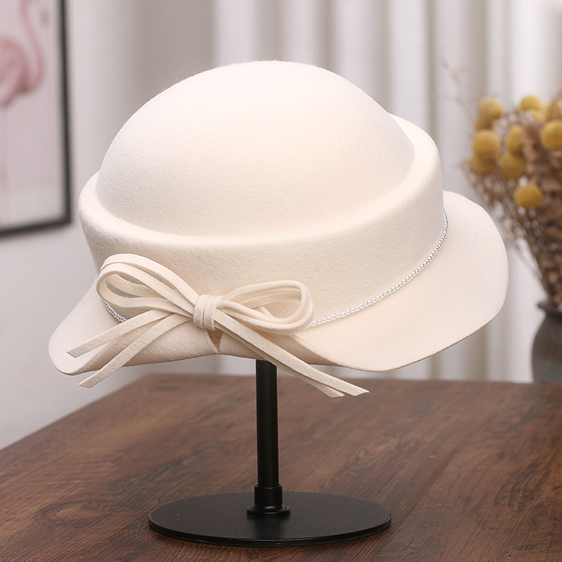 赫本风纯羊毛蝴蝶结卷边礼帽子女秋冬高级感优雅气质显脸小渔夫帽,服饰配件/皮带/帽子/围巾,帽子,淘宝优惠券,粉丝福利购,淘宝优惠卷