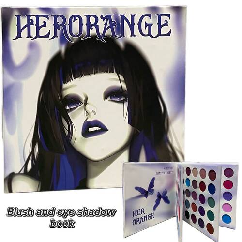 HERORANGE克莱因黑暗系列彩妆书珠光腮红一体多用跨境彩妆眼影盘