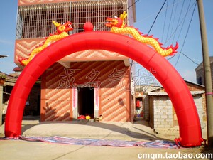厂促红色双龙拱门充气拱门开业婚庆拱门婚庆道具婚礼布置装饰品
