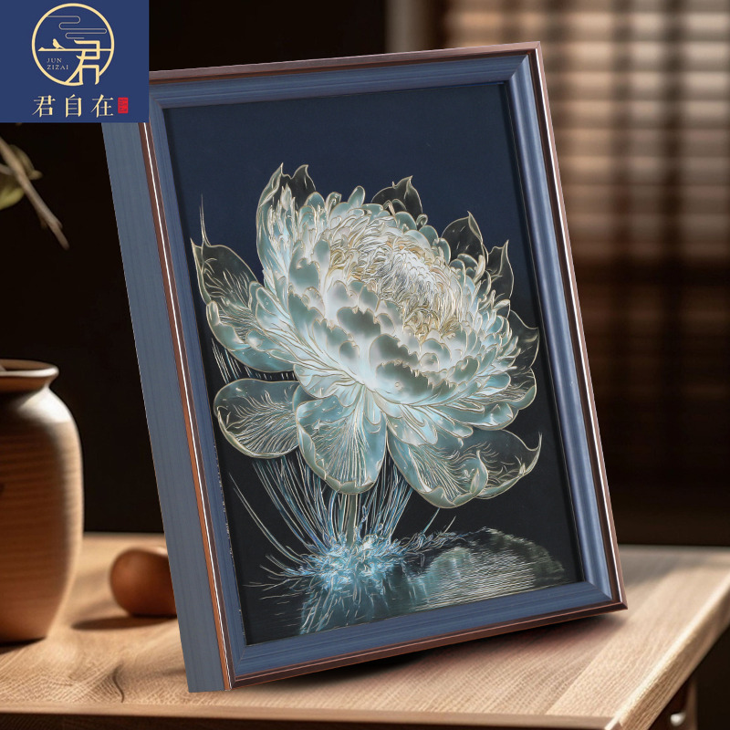 光影睡莲摆台手工铜雕画