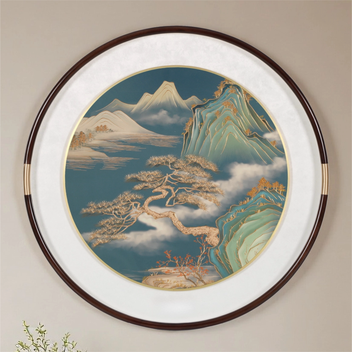 松柏之志迎客松手工铜雕装饰画
